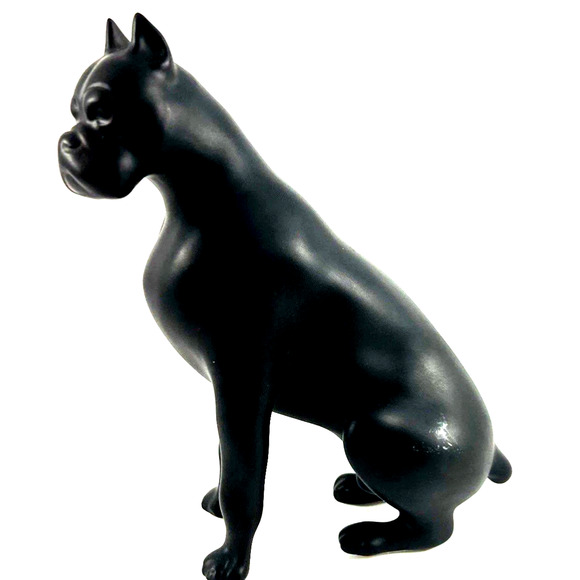 RARE!!  Royal Dux Bohemia Porcelain Boxer Dog Figurine Matte Black Czech ArtDeco - Picture 6 of 7